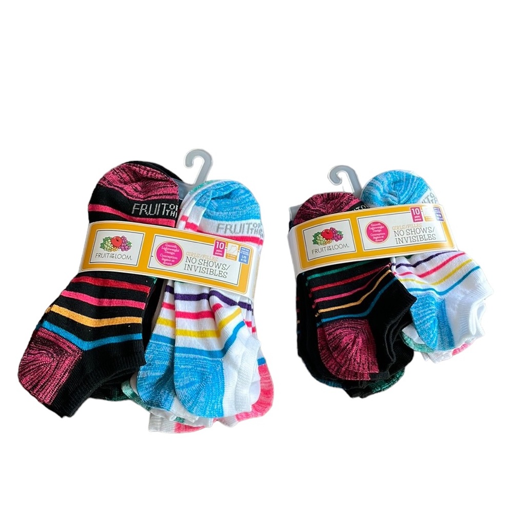 Fruit Of The Loom - 10 Pairs Girls No Show Socks